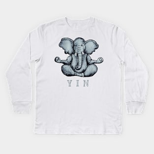 Yin Yoga Elephant Kids Long Sleeve T-Shirt